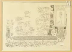 Brigitte Bardot fait parler by Jean-Jacques Sempé, Encre de Chine, collage et trace de crayon sur papier Représentation dédiée à Brigitte Bar, sold Sep 2026