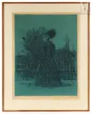 Femme au bouquet - 1965 by Jean Carzou, Lithographie sur fond bleu, sold Sep 2026