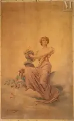 La sculpture by Louise Abbéma, Chromolithographie sur papier marouflé sur toile, sold Sep 2026