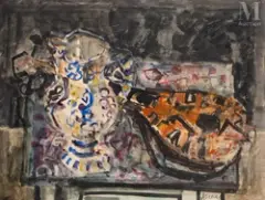 Composition à la mandoline by Paul Augustin Aizpiri, Aquarelle, encre noire et rehauts de gouache sur papier, sold Sep 2026