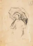Portrait au parapluie by Jean René Bazaine, Crayon gras, sold Sep 2026