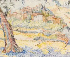 Vue du village de Speloncato en Corse by Yvonne Canu, Aquarelle sur papier, sold Sep 2026