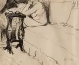 Nu assis au chevet by Rupert Carabin, Crayon et fusain, sold Sep 2026