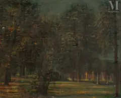 Paysage boisé en automne by Jean Carzou, 1958, Huile sur toile d'origine, sold Sep 2026