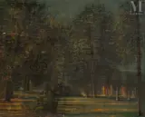 Paysage boisé en automne by Jean Carzou, 1958, Huile sur toile d'origine, sold Sep 2026