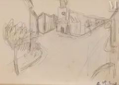 L'Eglise by Auguste Chabaud, Crayon sur papier, sold Sep 2026