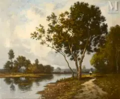 Paysage de Barbizon by Léon Richet, Huile sur toile, sold Sep 2026