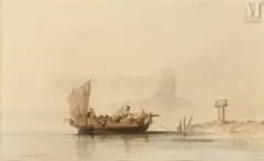 Barque de pêche proche du rivage by Jules Achille Noël, Aquarelle, sold Sep 2026