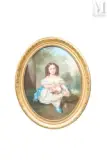 Portrait de fillette by Théophile Emmanuel Duverger, 1861, Pastel ovale A vue :, sold Sep 2025