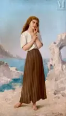 Jeune femme dans les rochers de Capri by Édouard Sain, Huile sur toile, sold Sep 2025