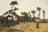 Bergère et ses moutons by Louis Le Poittevin, Huile sur toile d'origine, sold Sep 2025