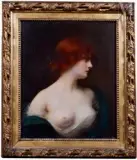 Portrait de femme aux seins nus by Henri Rondel, Huile sur toile, sold Sep 2025
