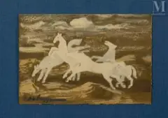 Chevaux, étude pour une tapisserie by Zygmunt Dobrzycki, Gouache sur papier, sold Jul 2025