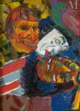 Les Masques by Pierre Ambrogiani, Huile sur toile, sold Jul 2025