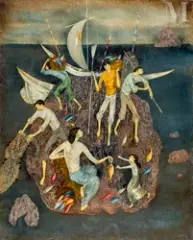 Les pêcheurs sur une île by Félix Varla, Huile sur toile, sold Jul 2025