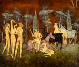 Le jugement de Paris II by Félix Varla, 1956, Huile sur toile, sold Jul 2025