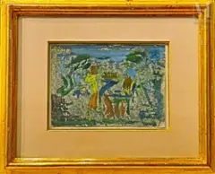 Scène de repas by Félix Varla, Gouache, sold Jul 2025
