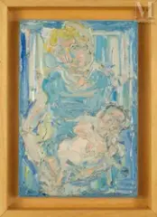 Maternité by André Cottavoz, 1969, Huile sur panneau, sold Jul 2025