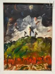 Paysage by Lucien-Frederic Arrieu, Huile sur carton, sold Jul 2025