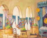 Souk El Attarine by Yahia Turki, Huile sur toile, sold Jul 2025