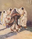 Voiles au vent by Eddine Sahraoui Schems, Huile sur panneau, sold Jul 2025