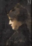 Portrait de femme de profil gauche, probablement Germain Dawis, circa 1890-1900 by Jean-Jacques Henner, Huile sur toile d'origine, sold Jul 2025