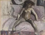 Enfant nu assis by Jean Puy, Gouache sur papier marouflé sur toile, sold Jul 2025