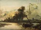 Canal en Hollande by Johan Jongkind, 1859, Huile sur toile d'origine, sold Jul 2025