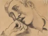 Homme la main à la joue by Roger de La Fresnaye, 1922, Lavis d'encre et trait de crayon sur papier, sold Jul 2025