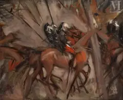 Etude de dragons et chevaux by Giovanni Boldini, Huile sur toile d'origine, sold Jul 2025