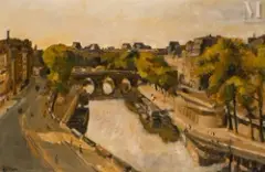 Paris l’île Saint Louis by Arthur Fillon, 1925, Huile sur toile d'origine, sold Jul 2025