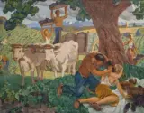 Les vendanges by Henri Montassier, Huile sur toile d'origine, sold Jul 2025