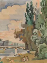 Bord de rivière by André Lhote, Huile sur toile d'origine, sold Jul 2025
