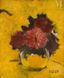 Dahlias rouges by Georges Braque, 1956, Huile sur toile, sold Jul 2025