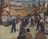Scène de rue lors d'une fête nationale by Louis Armand Sinko, Huile sur toile d'origine, sold Jul 2025
