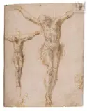 Recto : Christ en croix / Verso : études de mains by Aurelio Luini, Plume et encre brune, crayon noir ; sanguine, sold Mar 2025