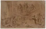 Dieu intervient pour sauver une ville frappée par la peste by Giovanni Battista Paggi, Plume et encre brune, lavis brun sur traits de crayon noir sur papier beige, sold Mar 2025