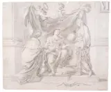 La Fidélité distinguant la Religion et la Justice Royale : Allégorie en l’honneur de Sublet de Noyers, vers 1639-1642 by Charles Le Brun, Crayon noir, sold Mar 2025
