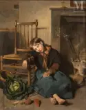 Jeune fille assoupie by Nicolas François Octave Tassaert, Huile sur toile d'origine, sold Mar 2025