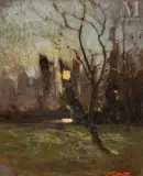 Arbre dénudé à contrejour by François-Auguste Ravier, Huile sur papier, sold Mar 2025