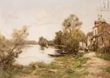 La Seine, près d'Hardricourt by Maurice Levis, Huile sur carton, sold Mar 2025