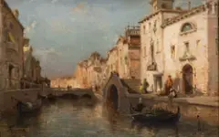 Canal à Venise by Adolphe Appian, Huile sur toile d'origine, sold Mar 2025