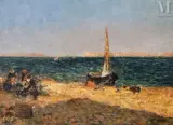 L’étang de Berre by Julien Gustave Gagliardini, Huile sur toile d'origine, sold Mar 2025