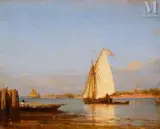 La lagune à Venise, circa 1870 by Félix Ziem, Huile sur panneau parqueté, sold Mar 2025
