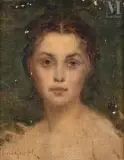Portrait de jeune fille by Paul Désiré Trouillebert, Huile sur toile rentoilée, sold Mar 2025