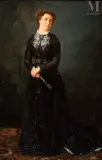 Portrait de l'épouse de Jules Amigues by Giovanni Boldini, 1867, Huile sur toile d'origine, sold Mar 2025