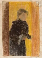 Femme à la porte, circa 1891 by Édouard Vuillard, Pastel, sold Mar 2025