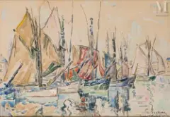 Le port des Sables d'Olonne by Paul Signac, Aquarelle sur trait de fusain, sold Mar 2025