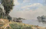 Les bords de la Seine, Saint Cloud by Albert Lebourg, Huile sur toile d'origine, sold Mar 2025