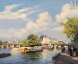 Paris la Seine au Pont Neuf by Henri Barnoin, Huile sur toile d'origine, sold Mar 2025